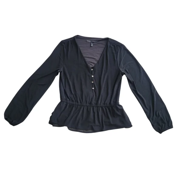 WHBM Long Sleeve Cinch Waist Button Front Blouse Size S - Picture 2 of 10